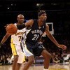 LOS ANGELES, CA - APRIL 12:  Hakim Warrick #21 of the Memphis Grizzlies controls the ball against the Los Angeles Lakers on April 12, 2009 at Staples Center in Los Angeles, California.  The Lakers won 92-75.  NOTE TO USER: User expressly acknowledges and 