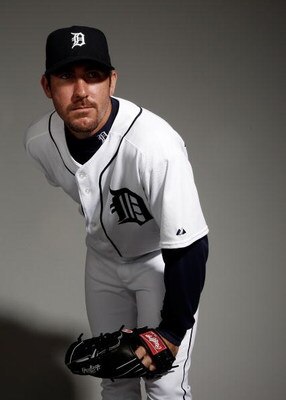 LAKELAND, FL - FEBRUARY 23:  (ATTENTION EDITORS: IMAGE HAS BEEN DESATURATED) Justin Verlander of the Detroit Tigers poses for a portrait during Photo Day on February 23, 2008 at Joker Marchant Stadium in Lakeland, Florida.  (Photo by Nick Laham/Getty Imag