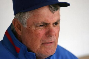 CHICAGO - MAY 2:  Manager Lou Piniella of the Chicago Cubs looks on during the game against the Florida Marlins on May 2, 2009 at Wrigley Field in Chicago, Illinois. (Photo by Jonathan Daniel/Getty Images) 