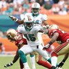 MIAMI - DECEMBER 14:  Wide receiver Davone Bess #15 of the Miami Dolphins breaks through for extra yardage on a kick return while taking on the San Francisco 49ers at Dolphin Stadium on December 14, 2008 in Miami, Florida. The Dolphins defeated the 49ers 