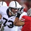 COLUMBUS, OH - OCTOBER 25: Offensive lineman Dennis Landolt #73 of the Penn State Nittany Lions blocks against the Ohio State Buckeyes on October 25, 2008 at Ohio Stadium in Columbus, Ohio.  (Photo by Jamie Sabau/Getty Images)