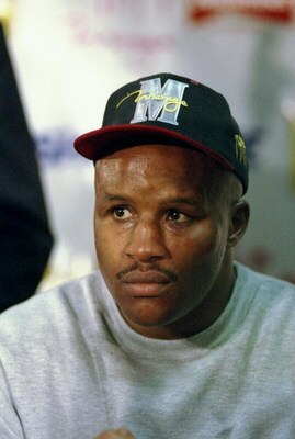 8 Nov 1997:  Michael Moorer during a post fight press conference after losing to Evander Holyfield by way of knock out in the 7th round at the Thomas & Mack Center in Las Vegas, Nevada.  Mandatory Credit: Elsa Hasch  /Allsport