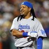 NEW YORK - JULY 08:  Manny Ramirez #99 of the Los Angeles Dodgers looks on after grounding out to end the sixth inning against the New York Mets on July 8, 2009 at Citi Field in the Flushing neighborhood of the Queens borough of New York City.  (Photo by 