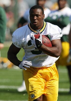 GREEN BAY, WI - JULY 28: Brandon Jackson #32 of the Green Bay Packers works out during summer training camp on July 28, 2008 at the Hutson Center in Green Bay, Wisconsin. (Photo by Jonathan Daniel/Getty Images)
