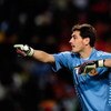 BLOEMFONTEIN, SOUTH AFRICA - JUNE 24:  Goalkeeper Iker Casillas of Spain signals during the FIFA Confederations Cup Semi Final match between Spain and USA at Free State Stadium on June 24, 2009 in Bloemfontein, South Africa.  (Photo by Jamie McDonald/Gett