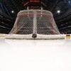 OTTAWA - FEBRUARY 26:  Ice level view behind the net with the NHL logo visible during the San Jose Sharks game against the Ottawa Senators on February 26, 2009 at the Scotiabank Place in Ottawa, Ontario, Canada. (Photo by Phillip MacCallum/Getty Images)