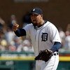 DETROIT - AUGUST 26:  Joel Zumaya #54 of the Detroit Tigers pumps his fist after teammate Brandon Inge #15 made a play at first base to end the eighth inning against the New York Yankees during their MLB game at the Comerica Park August 26, 2007 in Detroi