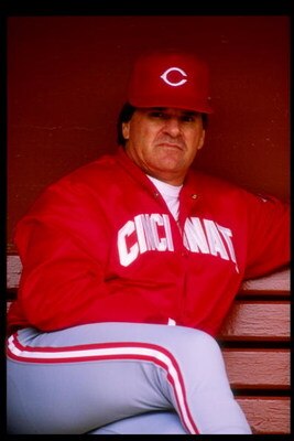 1989:  Pete Rose of the Cincinnati Reds looks on during a game. Mandatory Credit: Otto Greule  /Allsport
