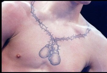 1 Mar 1997:  Close-up of Paul Spadafora''s tattoo during a bout in Atlantic City, New Jersey. Mandatory Credit: Al Bello  /Allsport