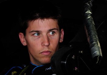 CONCORD, NC - OCTOBER 16:  Denny Hamlin, driver of the #11 FedEx Toyota, sits in his car during practice for the NASCAR Sprint Cup Series NASCAR Banking 500 at Lowe's Motor Speedway on October 16, 2009 in Concord, North Carolina.  (Photo by Sam Greenwood/