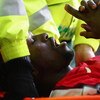 LONDON - FEBRUARY 08:  Emmanuel Adebayor of Arsenal is stretchered  off during the Barclays Premier League match between Tottenham Hotspur and Arsenal at White Hart Lane on February 8, 2009 in London, England.  (Photo by Mike Hewitt/Getty Images)