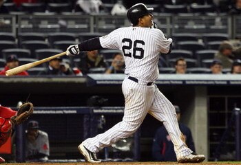 NEW YORK - MAY 04:  Jose Molina #26 of the New York Yankees bats against the Boston Red Sox on May 4, 2009 at Yankee Stadium in the Bronx borough of New York City. The Red Sox defeated the Yankees 6-4.  (Photo by Jim McIsaac/Getty Images)