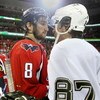 WASHINGTON - MAY 13:  Alex Ovechkin #8 of the Washington Capitals and Sidney Crosby #87 of the Pittsburgh Penguins shake hands after Pittsburgh's 6-2 victory in Game Seven of the Eastern Conference Semifinal  Round of the 2009 Stanley Cup Playoffs at Veri