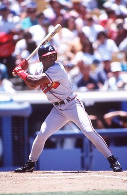 6 JUN 1993:  RON GANT OF THE ATLANTA BRAVES AT THE PLATE AGAINST THE LOS ANGELES DODGERS. Mandatory Credit: Simon P. Barnett/ALLSPORT