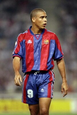 1996:  Ronaldo of Barcelona during the Primera Liga match against San Lorenzo at the Nou Camp in Barcelona. \ Mandatory Credit: Shaun Botterill /Allsport