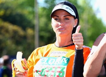LONDON - APRIL 26:  Katie Price poses before the 2009 Flora London Marathon on April 26, 2009 in London, England.  (Photo by Gareth Cattermole/Getty Images)