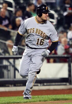 NEW YORK - MAY 08:  Eric Hinske #16 of the Pittsburgh Pirates runs against the New York Mets on May 8, 2009 at Citi Field in the Flushing neighborhood of the Queens borough of New York City. The Mets defeated the Pirates 7-3.  (Photo by Jim McIsaac/Getty 