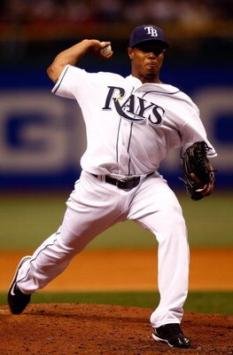 ST. PETERSBURG, FL - APRIL 15: Starting pitcher Edwin Jackson #36 of the Tampa Bay Rays pitches against the New York Yankees during the game on April 15, 2008 at Tropicana Field in St. Petersburg, Florida.  (Photo by J. Meric/Getty Images)