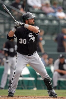 TUCSON, AZ - MARCH 5: Nick Swisher #30 of the Chicago White Sox stands stands ready at bat during a spring training game against the Colorado Rockies at Hi Corbett Field on March 5, 2008 in Tucson, Arizona. The White Sox defeated the Rockies 5-2. (Photo b