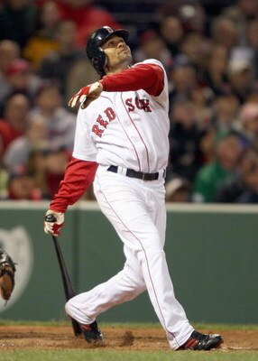 BOSTON - APRIL 29: Coco Crisp #10 of the Boston Red Sox follows his pop-fly during the MLB game against the Toronto Blue Jays on April 29, 2008 at Fenway Park in Boston, Massachusetts.The Red Sox defeated the Blue Jays 1-0. (Photo by Elsa/Getty Images) 