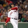 BOSTON - APRIL 29: Coco Crisp #10 of the Boston Red Sox follows his pop-fly during the MLB game against the Toronto Blue Jays on April 29, 2008 at Fenway Park in Boston, Massachusetts.The Red Sox defeated the Blue Jays 1-0. (Photo by Elsa/Getty Images) 