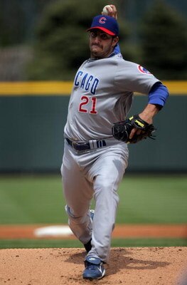 DENVER - APRIL 24:  Starting pitcher Jason Marquis #21 of the Chicago Cubs delivers against the Colorado Rockies at Coors Field on April 24, 2008 in Denver, Colorado. The Rockies defeated the Cubs 4-2.  (Photo by Doug Pensinger/Getty Images)