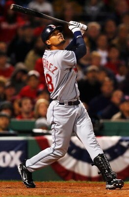 BOSTON - OCTOBER 13:  Franklin Gutierrez #38 of the Cleveland Indians at bat against the Boston Red Sox during Game Two of the American League Championship Series at Fenway Park on October 13, 2007 in Boston, Massachusetts.  (Photo by Jim Rogash/Getty Ima