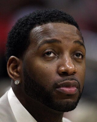 HOUSTON - APRIL 24:  Guard Tracy McGrady #1 of the Houston Rockets during play against the Portland Trail Blazers in Game Three of the Western Conference Quarterfinals during the 2009 NBA Playoffs at Toyota Center on April 24, 2009 in Houston, Texas. NOTE
