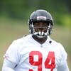 FLOWERY BRANCH, GA - MAY 9: Defensive tackle Peria Jerry #94 of the Atlanta Falcons works out during minicamp at the Falcons Complex on May 9, 2009 in Flowery Branch, Georgia.  (Photo by Paul Abell/Getty Images)
