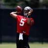 TAMPA, FL - MAY 01:  Quarterback Josh Freeman #5 of the Tampa Bay Buccaneers throws a pass during the Buccaneers Rookie Minicamp at One Buccaneer Place on May 1, 2009 in Tampa, Florida.  (Photo by J. Meric/Getty Images)