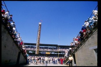 29 May 1994:  The spectators are making ready for the Indianapolis 500 to be run at the Indianapolis Motor Speedway in Indianapolis,  Indiana.    Mandatory Credit: Al Bello  /Allsport