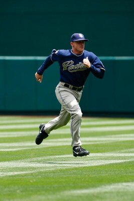 ANAHEIM, CA - JUNE 14:  David Eckstein #3 of the San Diego Padres runs against the Los Angeles Angels of Anaheim at Angel Stadium on June 14, 2009 in Anaheim, California. The Angels defeated the Padres 6-0.  (Photo by Jeff Gross/Getty Images)