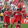 BRIDGEVIEW, IL - OCTOBER 21:  John Thorrington #11 of the Chicago Fire celebrates his late second-half goal with teammates against the Los Angeles Galaxy during their MLS match on October 21, 2007 at Toyota Park in Bridgeview, Illinois.  The Fire defeated