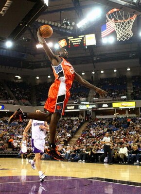 SACRAMENTO, CA - JANUARY 30: Jason Richardson #23 of the Charlotte Bobcats dunks the ball against the Sacramento Kings during an NBA game on January 30, 2008 at ARCO Arena in Sacramento, California. NOTE TO USER: User expressly acknowledges and agrees tha