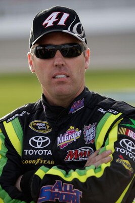 LAS VEGAS - FEBRUARY 27: Jeremy Mayfield driver of the #41 All Sport Body Quencher Toyota stands on pit road during qualifying for the NASCAR Sprint Cup Series Shelby 427 at the Las Vegas Motor Speedway on February 27, 2009 in Las Vegas, Nevada.  (Photo b