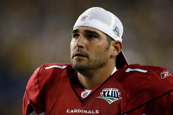 TAMPA, FL - FEBRUARY 01:  Kicker Neil Rackers #1 of the Arizona Cardinals looks on from the sideline in the fourth quarter against the Pittsburgh Steelers during Super Bowl XLIII on February 1, 2009 at Raymond James Stadium in Tampa, Florida. The Steelers
