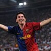 ROME - MAY 27:  Lionel Messi of Barcelona celebrates scoring the second goal for Barcelona during the UEFA Champions League Final match between Barcelona and Manchester United at the Stadio Olimpico on May 27, 2009 in Rome, Italy.  (Photo by Jasper Juinen