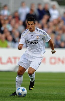 DUBLIN, IRELAND - JULY 20:  Cristiano Ronaldo of Real Madrid in action during the Pre Season Friendly between Shamrock Rovers and Real Madrid at Tallaght Stadium on July 20, 2009 in Dublin, Ireland.  (Photo by Laurence Griffiths/Getty Images)