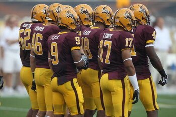 TEMPE, AZ - SEPTEMBER 20:  An Arizona State Sun Devils special teams unit huddles during the game against the Georgia Bulldogs  on September 20, 2008 at Sun Devil Stadium in Tempe, Arizona.  Georgia won 27-10.  (Photo by Stephen Dunn/Getty Images)