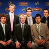 DETROIT - MAY 26:  (Top L-R) Tyler Myers, Alex Pietrangelo, Luke Schenn (Bottom L-R) Zach Bogosian, Steven Stamkos, Drew Doughty pose together during the 2008 NHL Entry Draft Top Prospects Media Luncheon as part of 2008 NHL Stanley Cup Finals in Ambassado