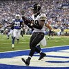 INDIANAPOLIS - DECEMBER 02:  Marcedes Lewis #89 of the Jacksonville Jaguars catches a toucdown pass during the NFL game against the Indianapolis Colts  on December 2, 2007 at the RCA Dome in Indianapolis, Indiana.  (Photo by Andy Lyons/Getty Images)  