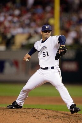 ST. LOUIS, MO - JULY 14:  National League All-Star Trevor Hoffman of the Milwaukee Brewers pitches during the 2009 MLB All-Star Game at Busch Stadium on July 14, 2009 in St Louis, Missouri. (Photo by Jamie Squire/Getty Images)