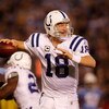 SAN DIEGO - JANUARY 03:  Quarterback Peyton Manning #18 of the Indianapolis Colts drops back to pass during the AFC Wild Card Game against the San Diego Chargers on January 3, 2009 at Qualcomm Stadium in San Diego, California.  (Photo by Harry How/Getty I