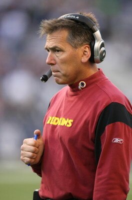 SEATTLE - NOVEMBER 23:  Head coach Jim Zorn of the Washington Redskins looks on during the game against the Seattle Seahawks on November 23, 2008 at Qwest Field in Seattle, Washington. The Redskins defeated the  Seahawks 20-17. (Photo by Otto Greule Jr/Ge