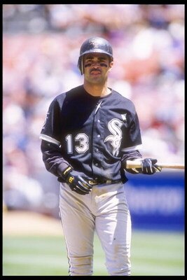 13 Jun 1995: Shortstop Ozzie Guillen of the Chicago White Sox stands on a base during a game against the Oakland Athletics at the Oakland Coliseum in Oakland, California. The White Sox won the game 7-6.