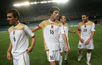 ULSAN, SOUTH KOREA - MAY 20:  Newcastle Jets team members leave the field after the AFC Champions League Group E match between the Ulsan Hyundai and the Newcastle Jets at Ulsan World Cup Stadium on May 20, 2009 in Ulsan, South Korea.  (Photo by Chung Sung
