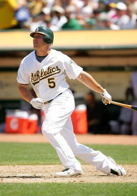 OAKLAND, CA - JUNE 28:  Matt Holliday #5 of the Oakland Athletics bats against the Colorado Rockies at the Oakland Coliseum on June 28, 2009 in Oakland, California.  (Photo by Ezra Shaw/Getty Images)