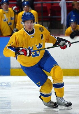 LAKE PLACID, NY - AUGUST 08: Victor Hedman #4 of Team Sweden skates against Team USA at the USA Hockey National Junior Evaluation Camp on August 8, 2008 at the Olympic Center in Lake Placid, New York.  (Photo by Bruce Bennett/Getty Images)