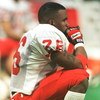7 Dec 1996:  Jerome Peterson #26 of the University of Nebraska sits in the final seconds of the fourth quarter of the Cornhuskers 37-27 loss to the University of Texas in the inaugural Dr. Pepper Big 12 Championship game ay the TWA Dome in St. Louis, Miss