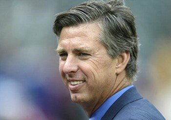 DETROIT - APRIL 8:  General Manager Dave Dombrowski of the Detroit Tigers smiles prior to the opening day game against the Minnesota Twins on April 8, 2004 at Comerica Park in Detroit, Michigan. The Tigers won the game, 10-6.  (Photo by Tom Pidgeon/Getty 